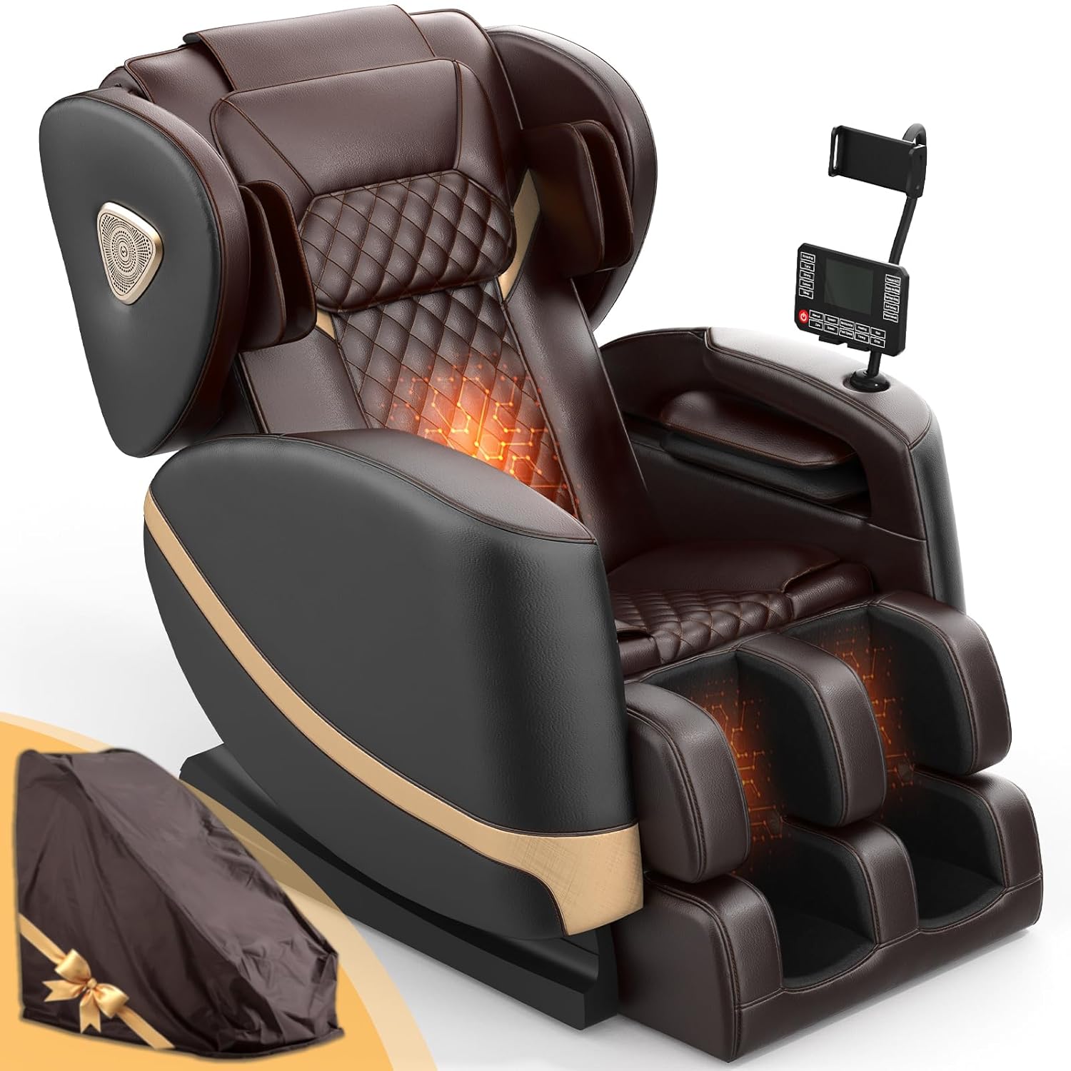 2025 Massage Chair Full Body, Zero Gravity Massage Chair with 10 Fix Rollers, Heating, Foot Massage, Auto Modes, Bluetooth Speaker, Touch Screen Controller (Upgraded Version)