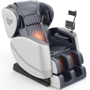 2025 Massage Chair Full Body, Zero Gravity Massage Chair with 10 Fix Rollers, Heating, Foot Massage, Auto Modes, Bluetooth Speaker, Touch Screen Controller (Light Gray)
