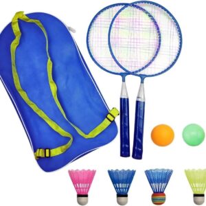 Badminton Racket for Children 1 Pair, Nylon Alloy Durable Badminton Racquet Set for Kids Indoor/Outdoor Sport Game（Including 4 Badminton and 2 Table Tennis）