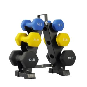 Fitvids Colored Neoprene Dumbbell Set with Rack - Multiple Weight Options
