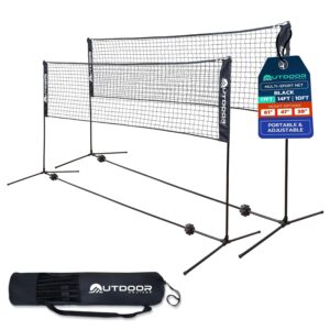 Outdoor Cruiser Portable Sports Net - Indoor and Outdoor for Badminton, Pickleball, Tennis, Soccer Tennis, and Volleyball, Adjustable Height (38-61 Inches), Durable Nylon and...
