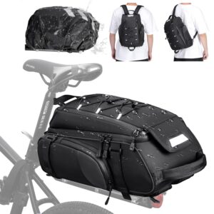RAINSMORE Bike Bags for Bicycle Rear Rack 15L Waterproof Bike Ebike Trunk Pannier Saddle Bag with Rain Cover Bike Accessories Backpack Shoulder Bag for Commuter Travel Outdoor,...