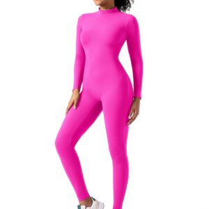 speerise Women Bodysuit Rompers Long Sleeve Jumpsuits Leotards One Piece Tummy Control Yoga Workout Outfits
